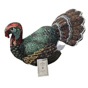 NWT John Derian for Target Beaded Turkey Decorative Pillow
